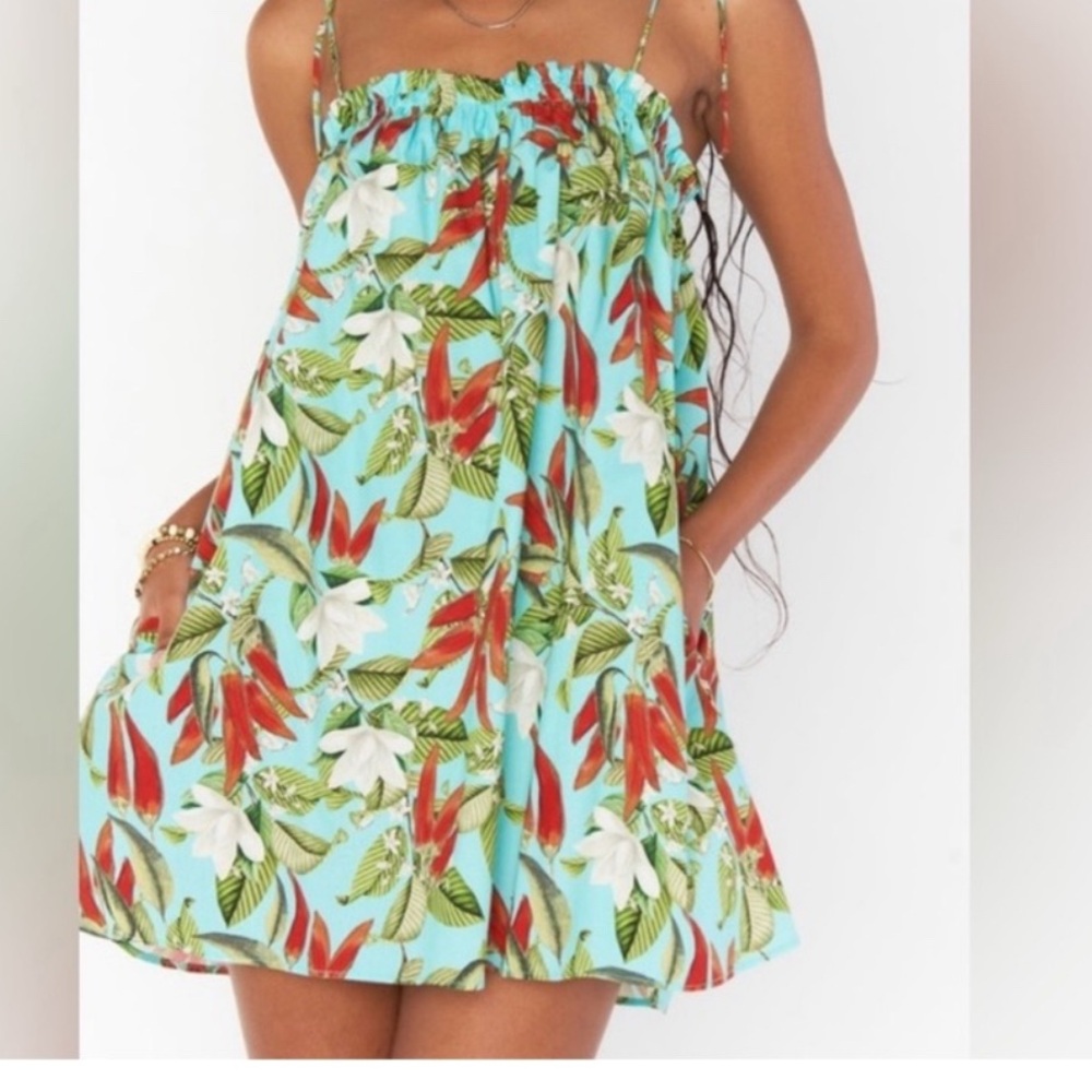 Show Me Your MuMu Botanical Floral Dress in Red and Aqua